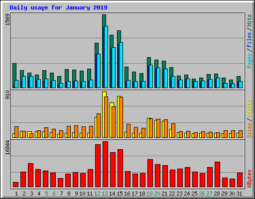 Daily usage for January 2019