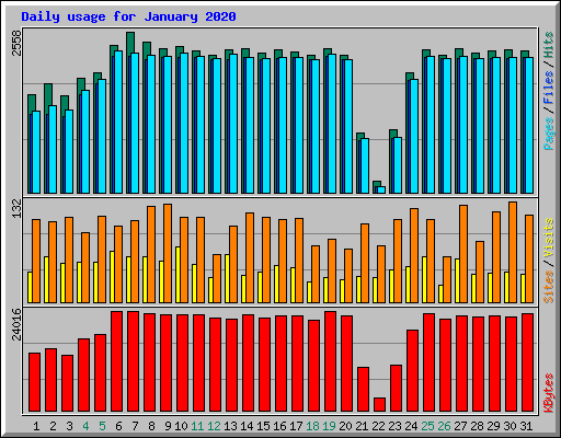 Daily usage for January 2020