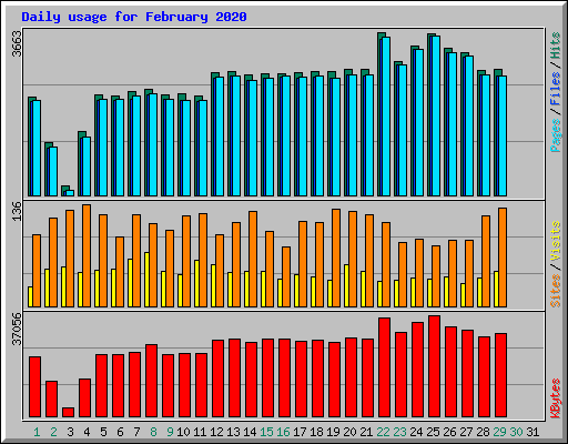 Daily usage for February 2020