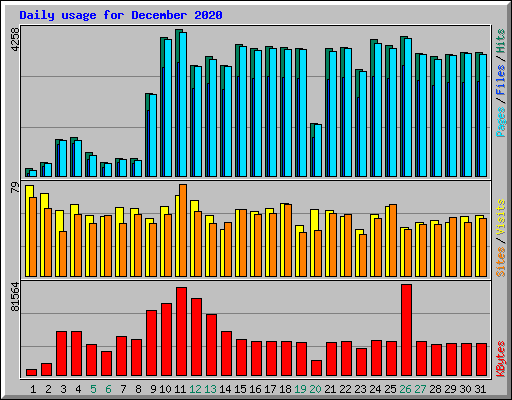 Daily usage for December 2020