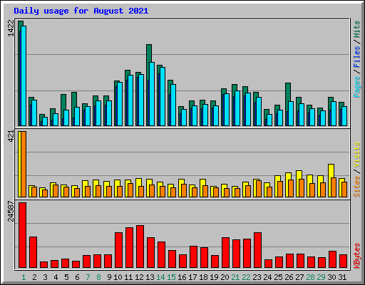 Daily usage for August 2021