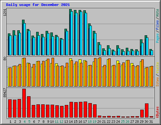 Daily usage for December 2021
