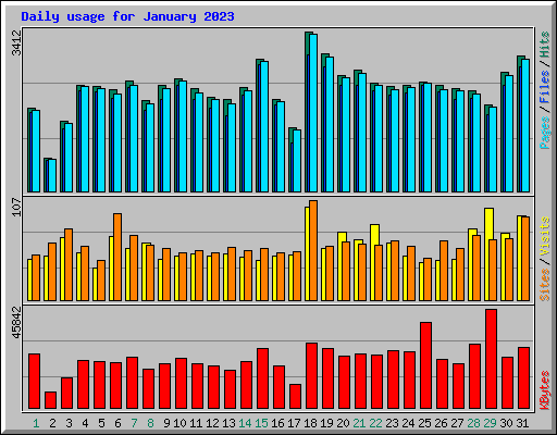 Daily usage for January 2023