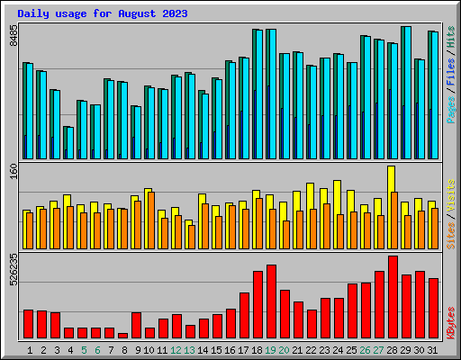 Daily usage for August 2023