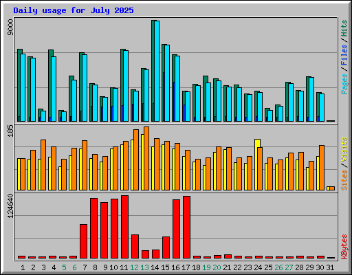 Daily usage for July 2025