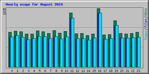 Hourly usage for August 2019